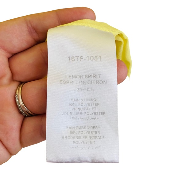 Three Floor Lemon Yellow Ruffle Chiffon Asymmetrical Flowy Sleeveless Dress Sz 2 - Picture 11 of 12